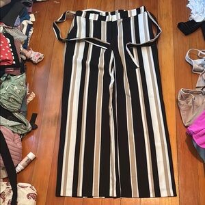 Alfani Black and White Striped Wide Leg Pants